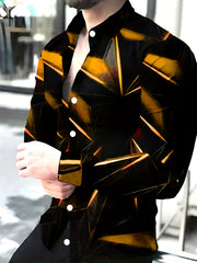 Geometric Print Men's Long Sleeve Shirt