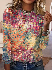 Print Crew Neck Sweatshirt for Women
