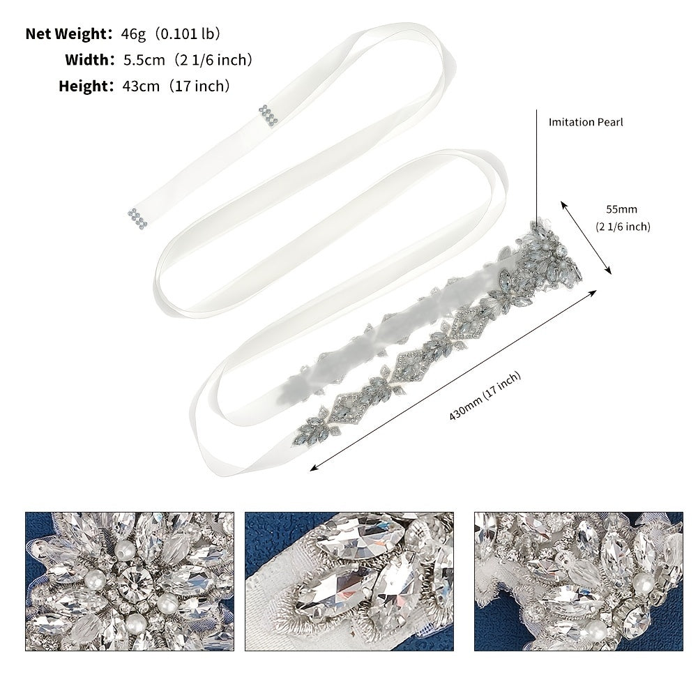 Rhinestone Bridal Belt Wedding Dress Waist Chain Sash Faux Pearl Beaded Belt