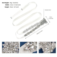 Rhinestone Bridal Belt Wedding Dress Waist Chain Sash Faux Pearl Beaded Belt