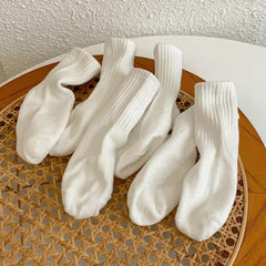 5 Pairs Girls Striped High Elastic Cotton Socks