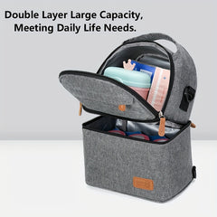 Deluxe Insulated Double Deck Lunch Box Bag for Adults Work Office & Picnics