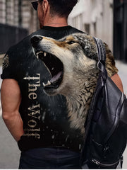 Wolf 3d Pattern Print Men's Short Sleeve T shirt Graphic Tee