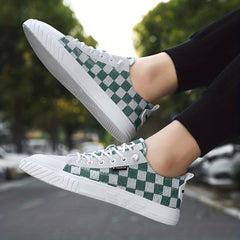Men's Plaid Skate Shoes Lightweight Non Slip Casual Shoes