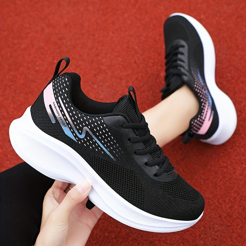 Women's Breathable Running Sports Shoes Thick Bottom Lace Up Sneakers