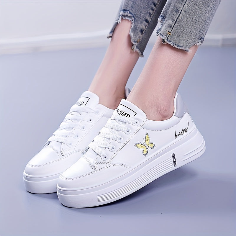 Women's Butterfly Pattern Low Skate Shoes Casual Sneakers