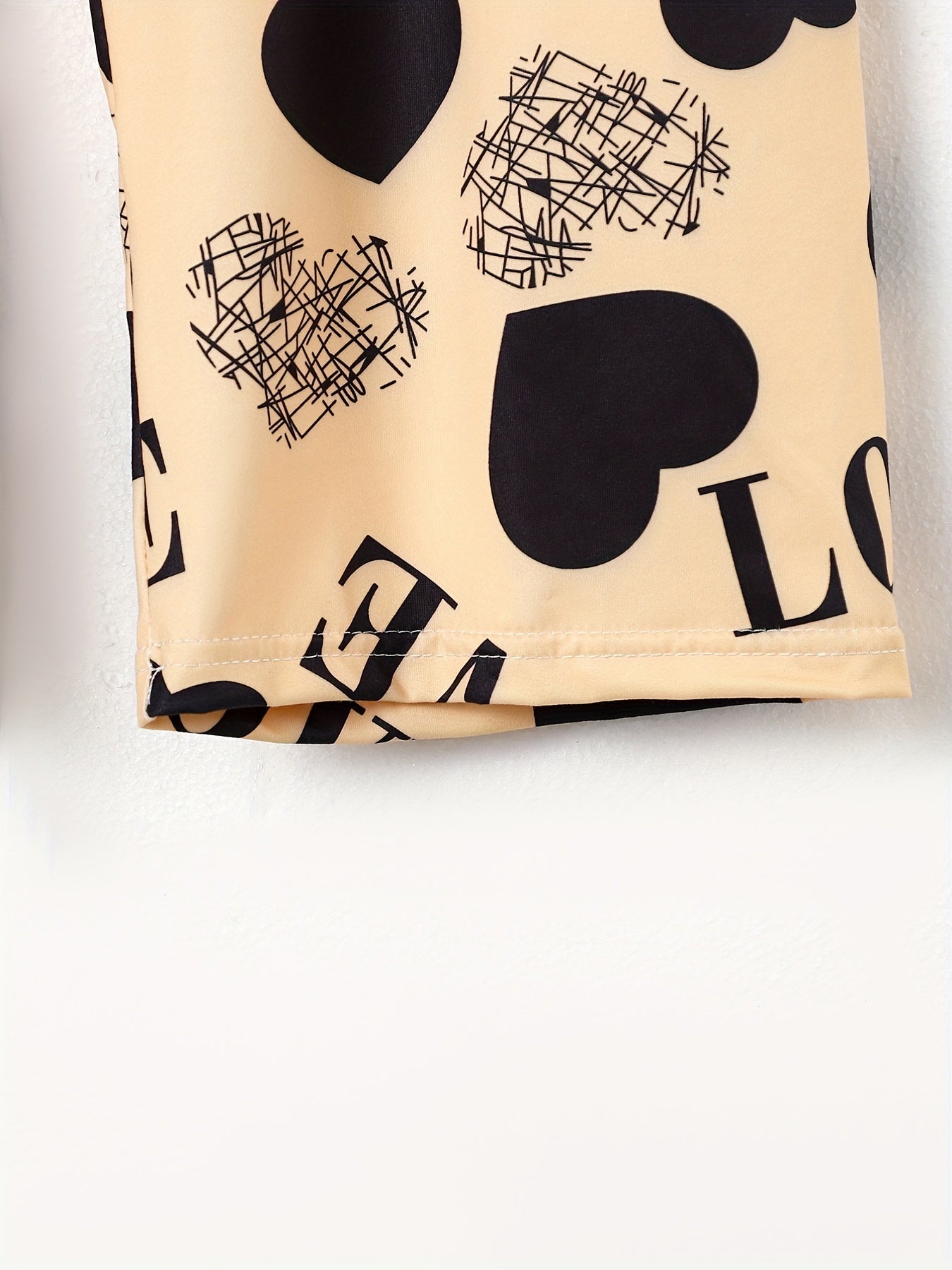 Heart Print Sleep Bottom Cozy Elastic Waist Long Pants