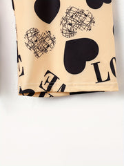Heart Print Sleep Bottom Cozy Elastic Waist Long Pants