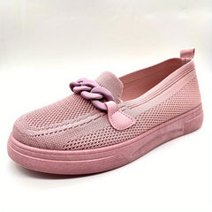 Women's Knitted Sock Shoes Chain Slip On Flat Shoes