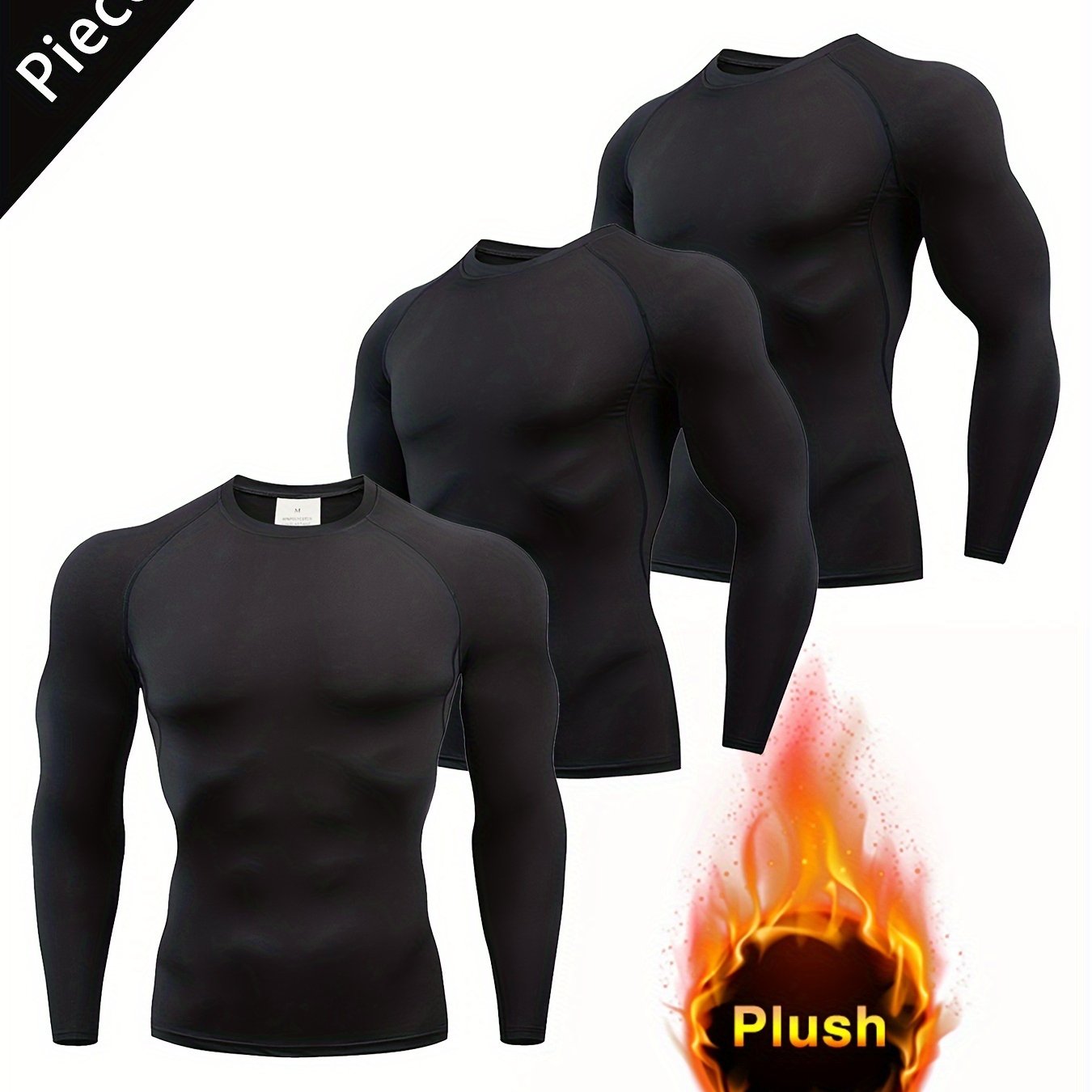 Men's Plush Insulation Undershirt for Winter Sports Training