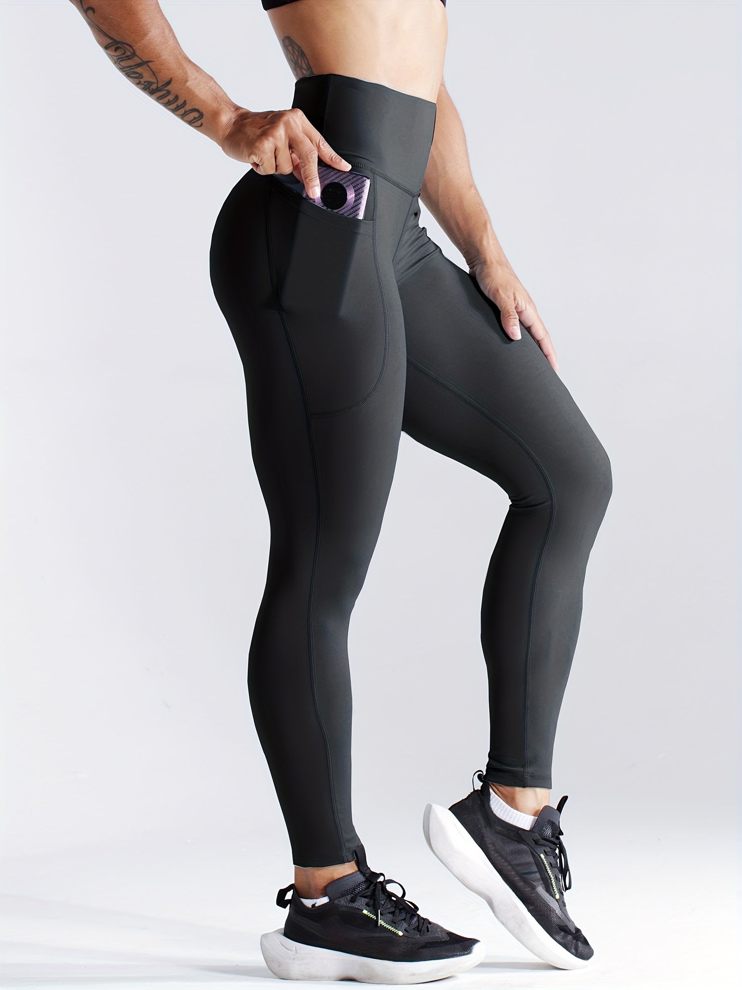 High Waist Side Pocket Running Cropped Pants