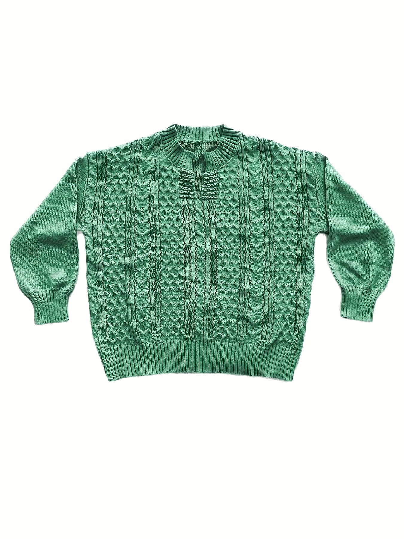 Solid Jacquard Long Sleeve Sweater
