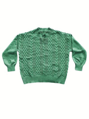 Solid Jacquard Long Sleeve Sweater