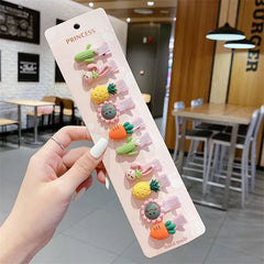 10pcs Girls Hair Clip Flower Fruit Cartoon Animals Hairpin Side Clip Headwear