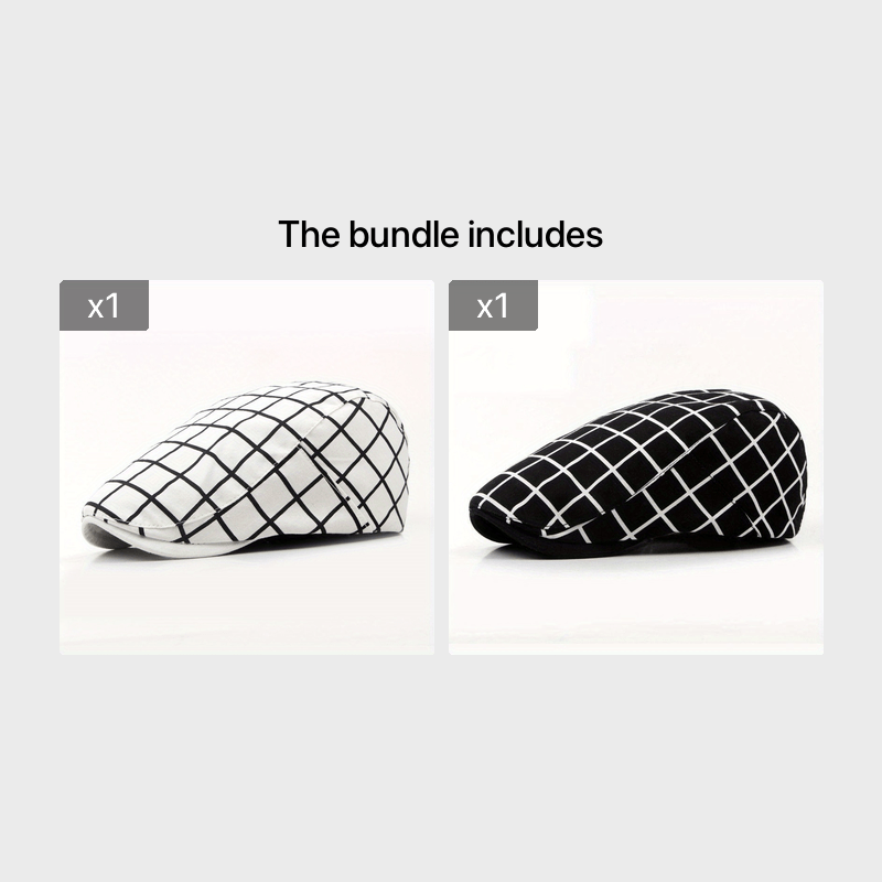 Vintage Casual Duckbill Cap Beret Plaid Cap