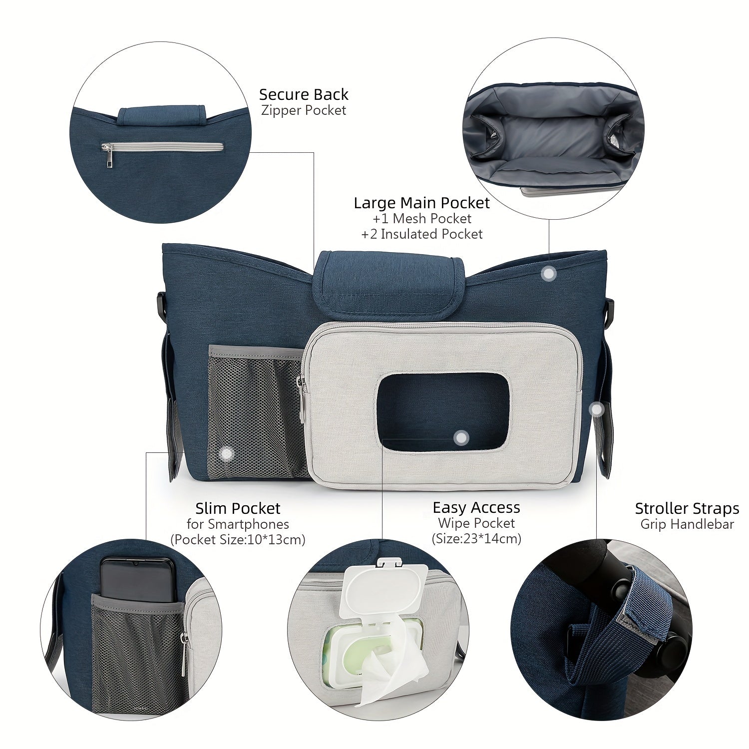 Baby Stroller Bag Mommy Bag Storage Shoulder Insulation