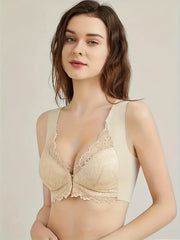 Floral Lace Front Close Push Up Bra Women's Lingerie