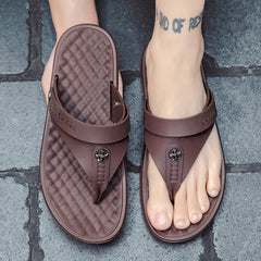 Men's PU Leather Thong Sandals Non Slip Flip Flops