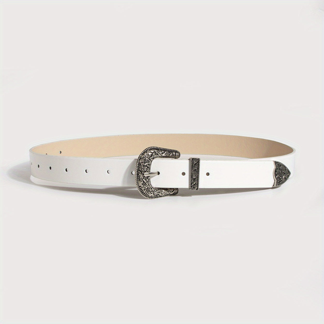 Women Classic Western Buckle Belt Vintage PU Leather Cowgirl Waist Belt