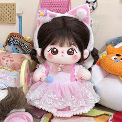 Pink Fox Princess Dress Plush Doll Outfit for 7.8in Dolls