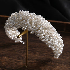 Faux Pearl Crystal Headband Tiara Hairband Bridal Wedding Hair Accessory