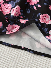 2pcs Girls Floral Halter Top & Button Shorts Set Summer Clothes