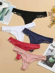 5pcs Lace Thongs Sexy Low Waist Panties Women's Lingerie