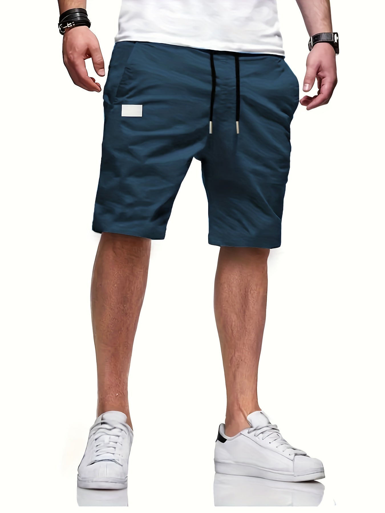 Men's Drawstring Cargo Short Pants Flap Pocket Loose Shorts