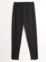 Solid Contrast Lace Leggings for Women