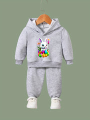 OERYUI Easter Bunny Print Hoodies Pants Set For Kids