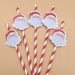 Christmas Paper Straws Set Biodegradable Party Decorations