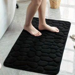 Grey Bath Floor Mat Non Slip Absorbent Rug Bathroom Carpet Stone Pattern