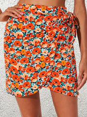 Floral Print Wrap Skirt Casual Skirt Women's Clothing