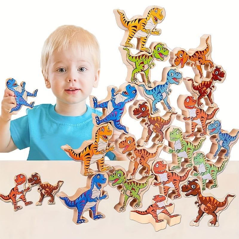 Wooden Dinosaur Stacking Game for Kids, Montessori Toys