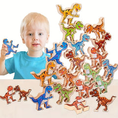 Wooden Dinosaur Stacking Game for Kids, Montessori Toys