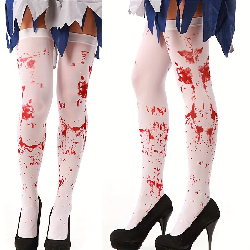 Halloween Nurse Blood Socks Stockings Knee Socks Fancy Ball Socks