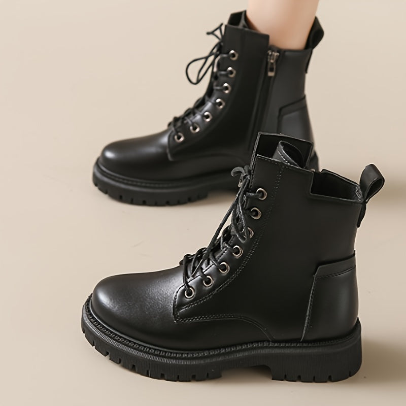 Women's Winter Lace-up Combat Boots Fleece Lined Thick Platform Mid Calf