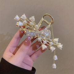 Metal Tassel Flower Rhinestone Hair Clip Girl's Hair Accessories