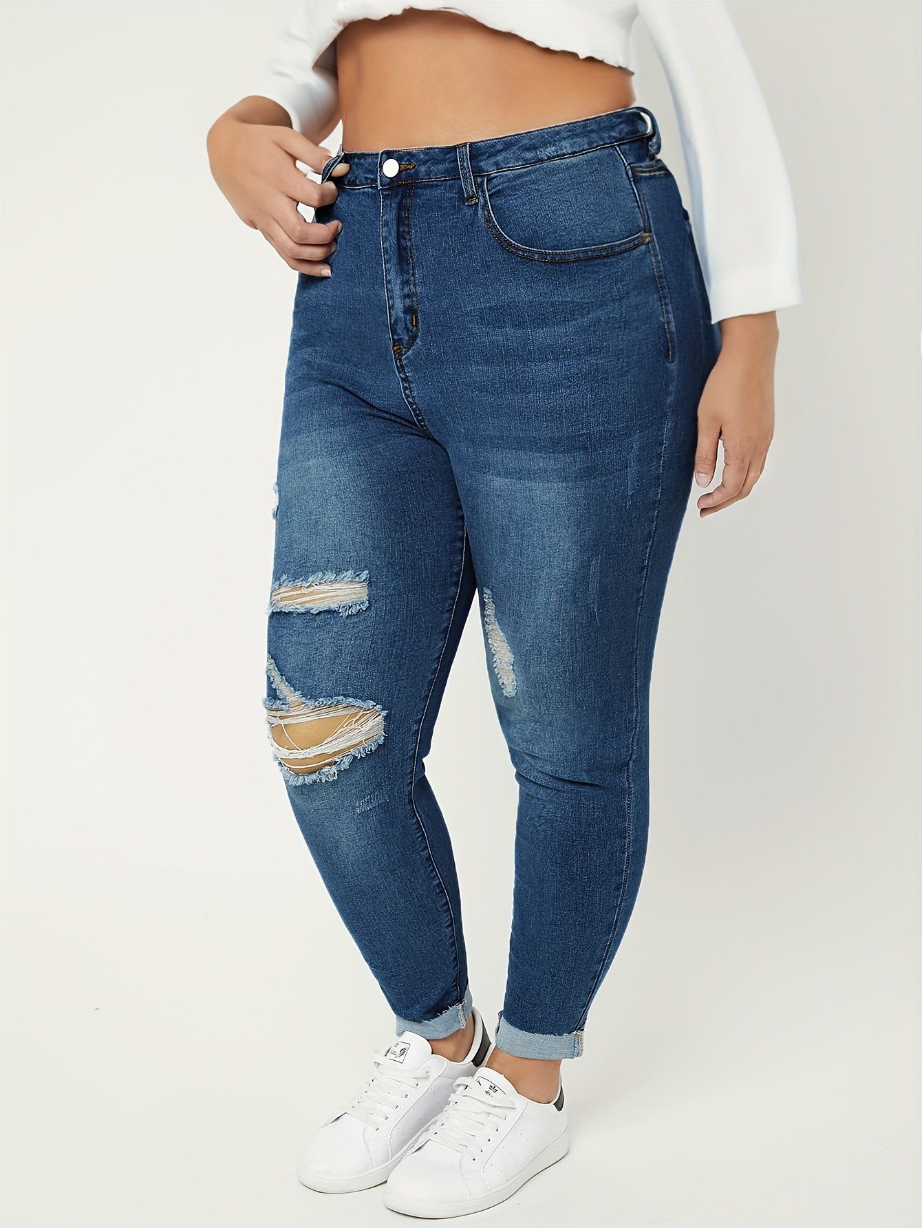 Ripped High Rise Skinny Jeans