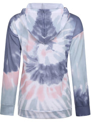 Tie Dye Kangaroo Pocket Hoodie Long Sleeve Sweatshirt Women's Clothing