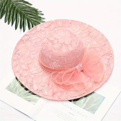 Mesh Flower Lace Sun Hat Solid Bucket Hat
