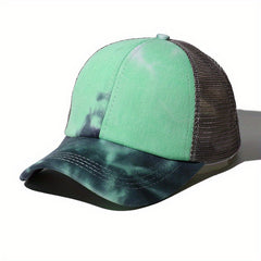 Tie Dye Gradient Print Trucker Hat Mesh Sunshade Dad Hats For Women