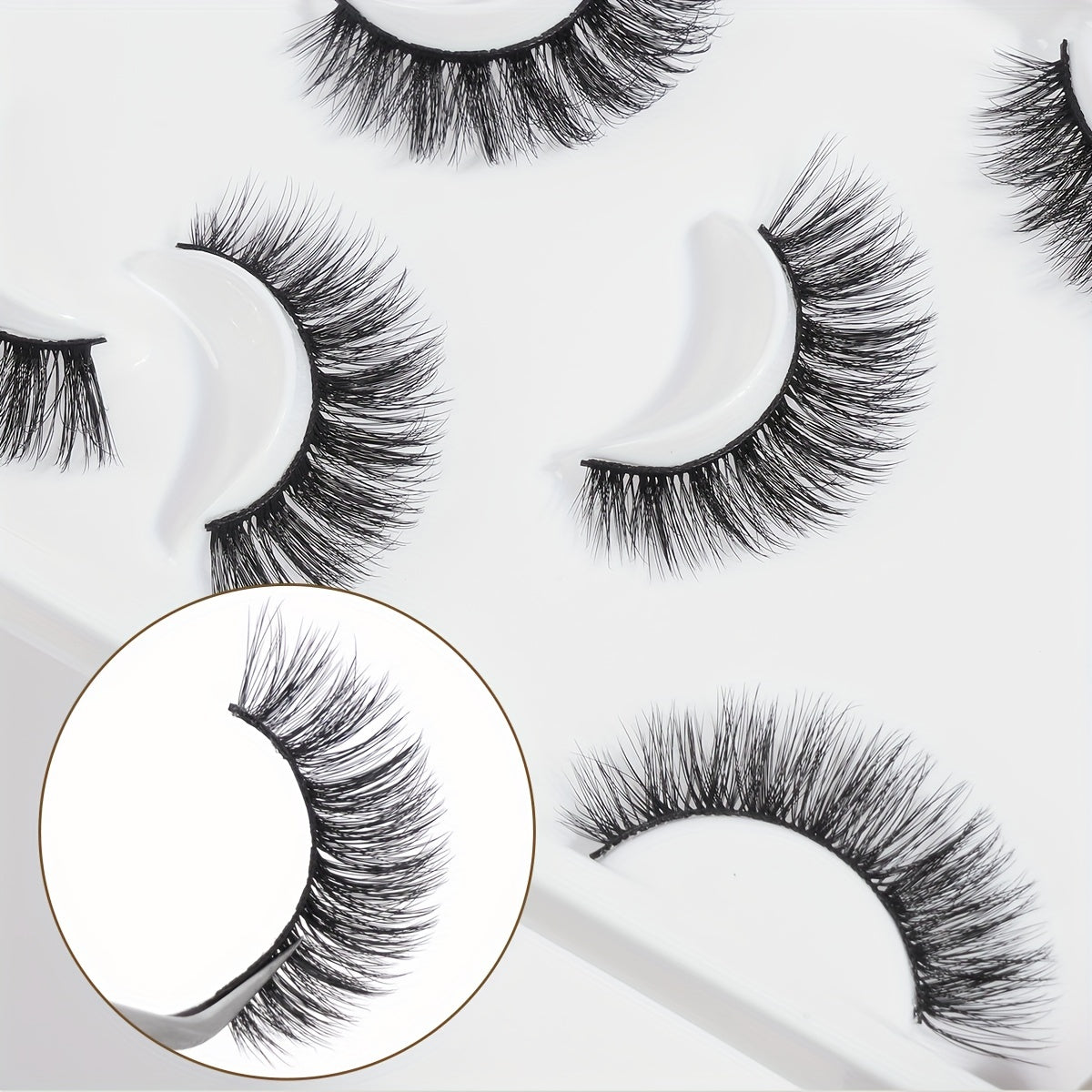 4 Pairs Natural Wispy Long 3D Faux Mink Cross False Eyelashes
