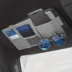 Car Sun Visor Glasses Holder Card Package Leather Storage Bag