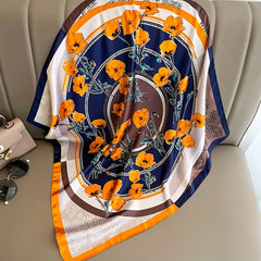 70 0cm Plant Printed Silk Square Scarf