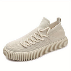 Men's Breathable Lace-Up Running Sneaker Sock Shoes