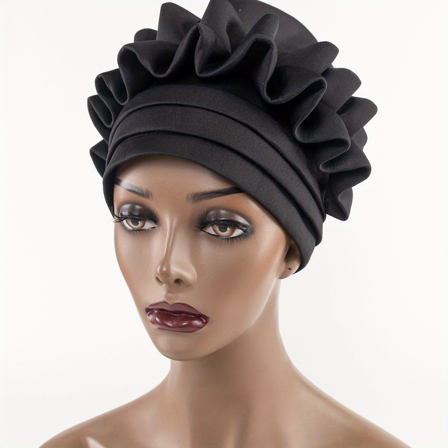 Three Layer Turban Cap Women Head Wrap Solid Casual Hijab Elastic Bandana