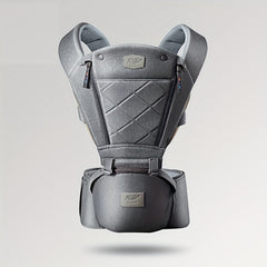 Adjustable Baby Carrier with Support Strap and Storage Grey