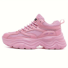 Women's Chunky Sneakers Faux Leather Lace Up Running Shoes