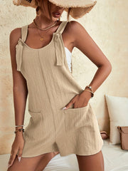 Casual Sleeveless Wide Leg Romper with Pockets